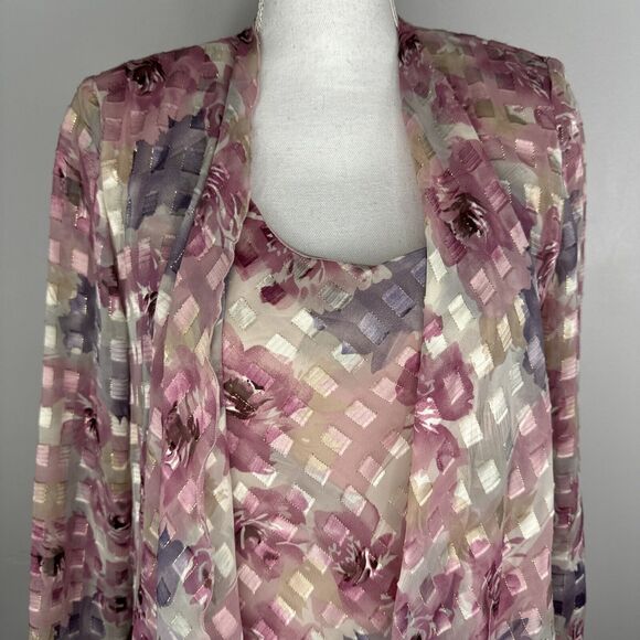 Vintage Patra Chiffon 2 Pc Set Sz 6 Floral Metallic Cottage Core NWT - Picture 2 of 9